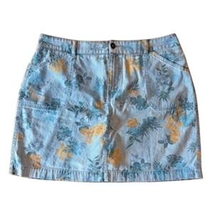 Christopher‎ & Banks Floral Denim Jean Skort 14 Tropical Casual Summer